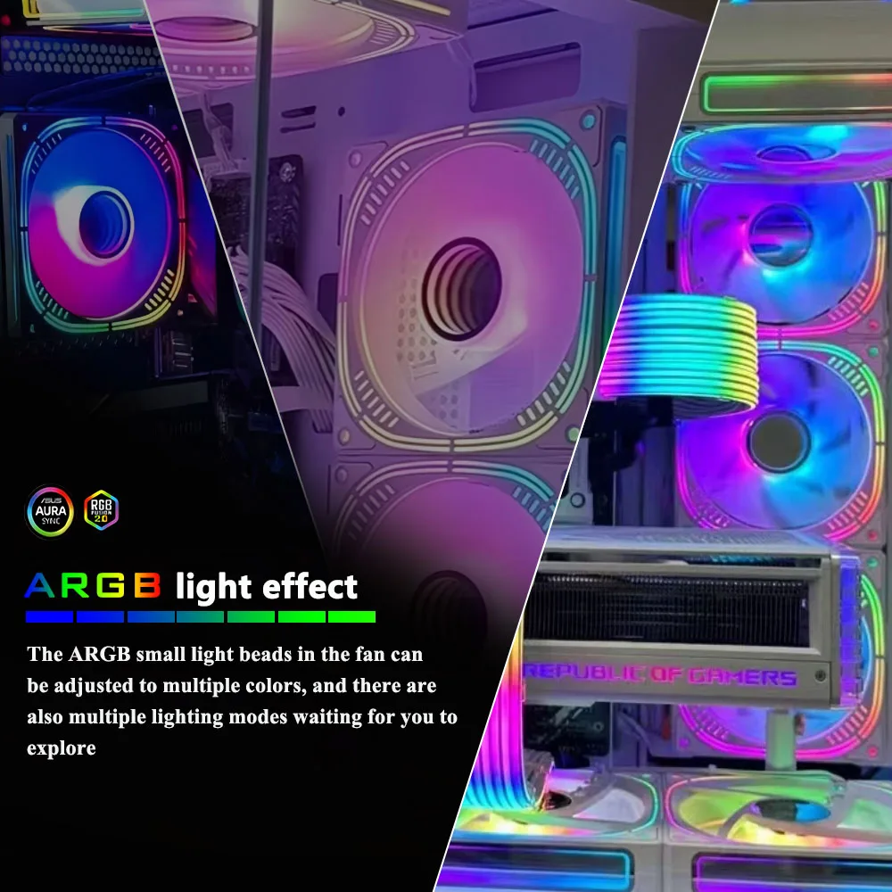 5Pcs Prism 4 120mm ARGB PWM PC Case Cooling Fan 12V 4Pin 5V 3Pin ARGB Fan Quiet High Airflow For Gaming Computer Esports Players view 5