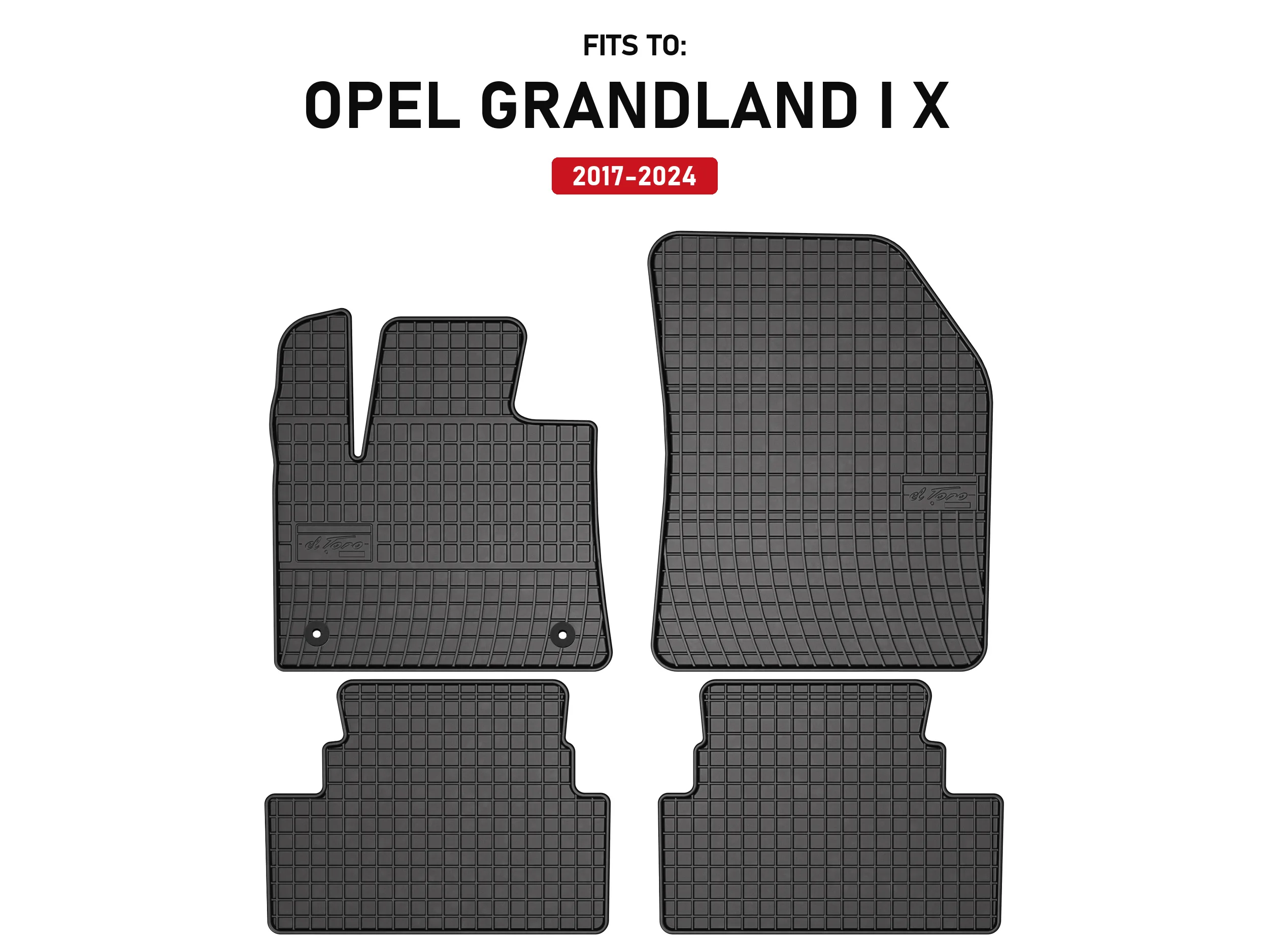 Zwarte rubberen autovloermatten voor: Opel Grandland I X 2017-2024