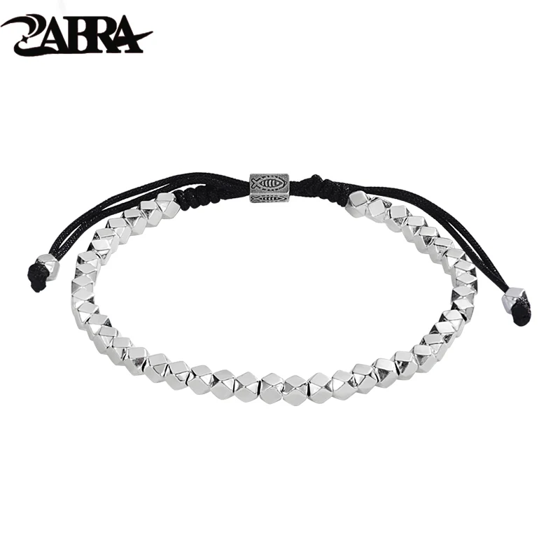 

ZABRA S925 Silver Fragmented Silver Several Pairs Bracelet Men's and Women's National Handmade Handwoven Hand Strand