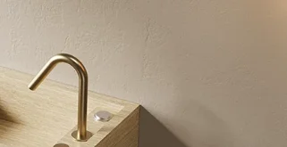 Bathroom sink with natural marble sink with freestanding villa stand
