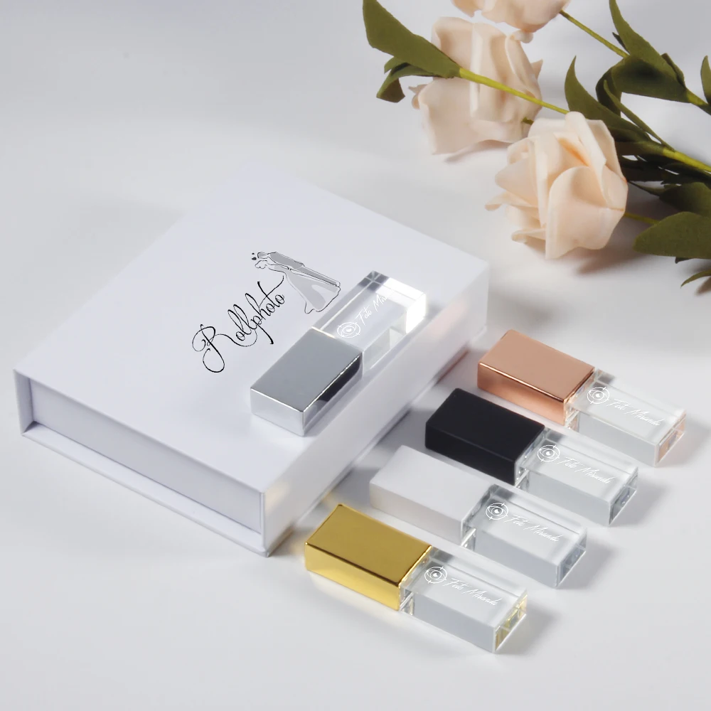 Màu Sắc Tùy Chỉnh Tặng Đèn LED Cổng USB 128GB Quà Cưới Camera Bút 64GB Giá Rẻ Logo THẺ NHỚ 32GB 16GB 8GB 4GB U Đĩa Pha Lê