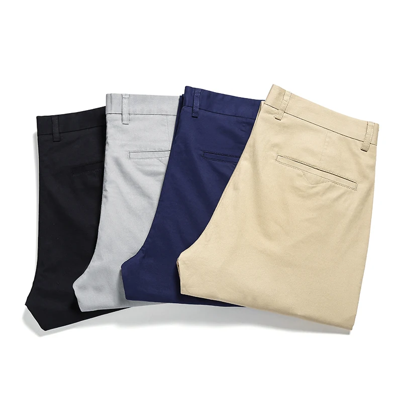 Calça casual de algodão cáqui, monocromática, stretch, negócio, marca, plus size, 40, 42, marca, nova, verão, 2022