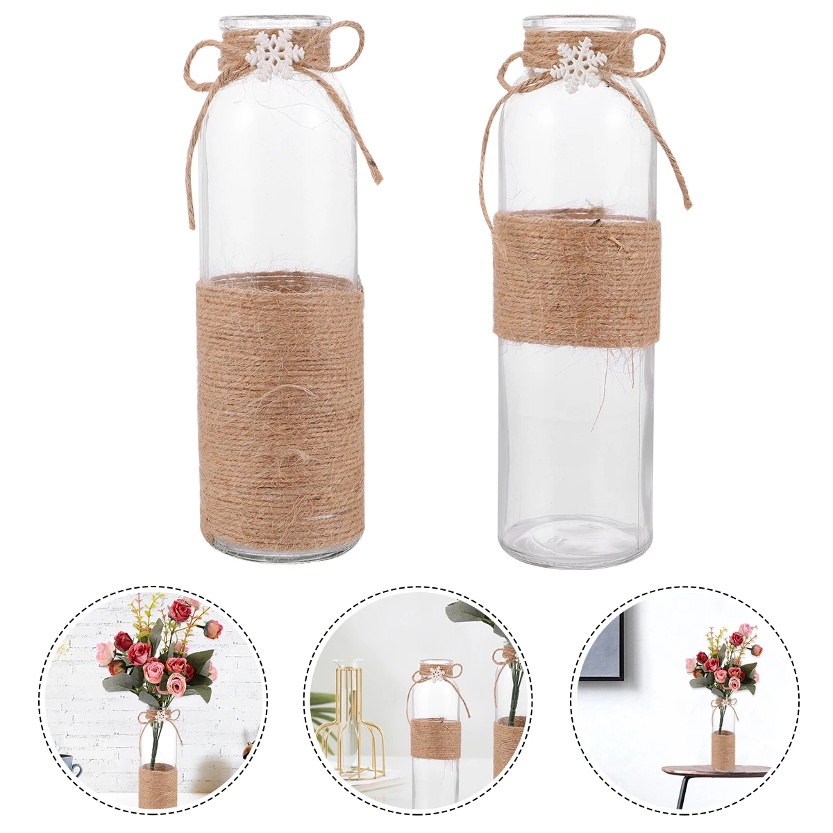 

Clear Glass Vase Hydroponic Decorative Bottle Sturdy Tall Simple Desktop Flower Container for Home Office Bedroom Decoration