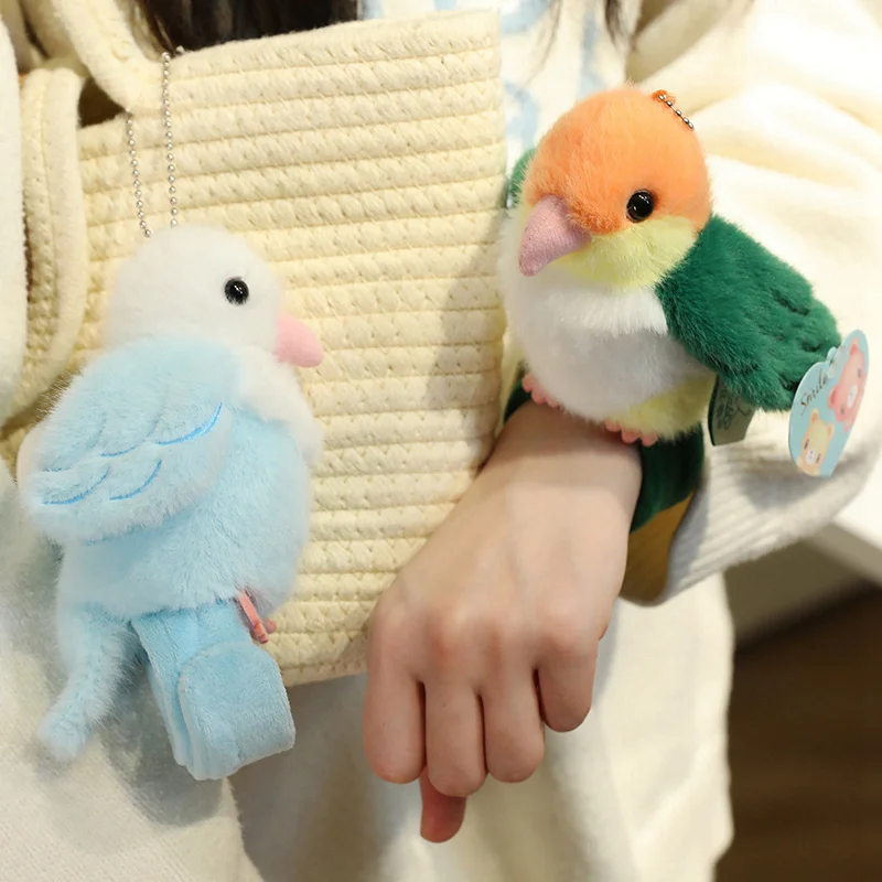 11 cm levensechte papegaai pluche papa cirkel hanger speelgoed schattige knuffeldier vogel armband speelgoed pop zachte cartoon mooie verjaardagscadeau