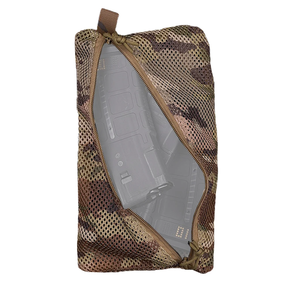 

Compact Tactical Camouflage Storage Mesh Pouch Outdoor Hunting Camping MAG Tool Storage Bag 6x12inch Quick Drying Breathable