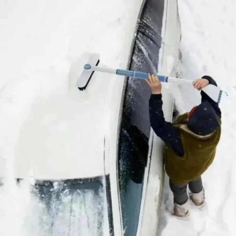 مكشطة ثلج أوتوماتيكية متعددة الأغراض مع فرشاة، قابلة للتطوير، قابلة للفصل، أداة إزالة الصقيع والثلج للزجاج الأمامي