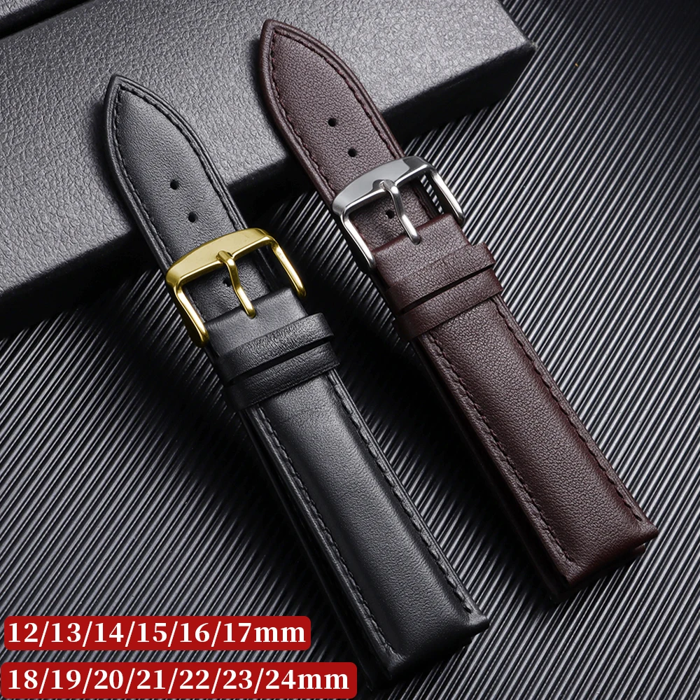 Kalbsleder-Uhrenarmband Weiches Uhrenband Handgelenksriemen 12 13 14 15 16mm 17mm 18mm 19mm 20mm 21mm 22mm 23mm 24mm mit Dornschließe