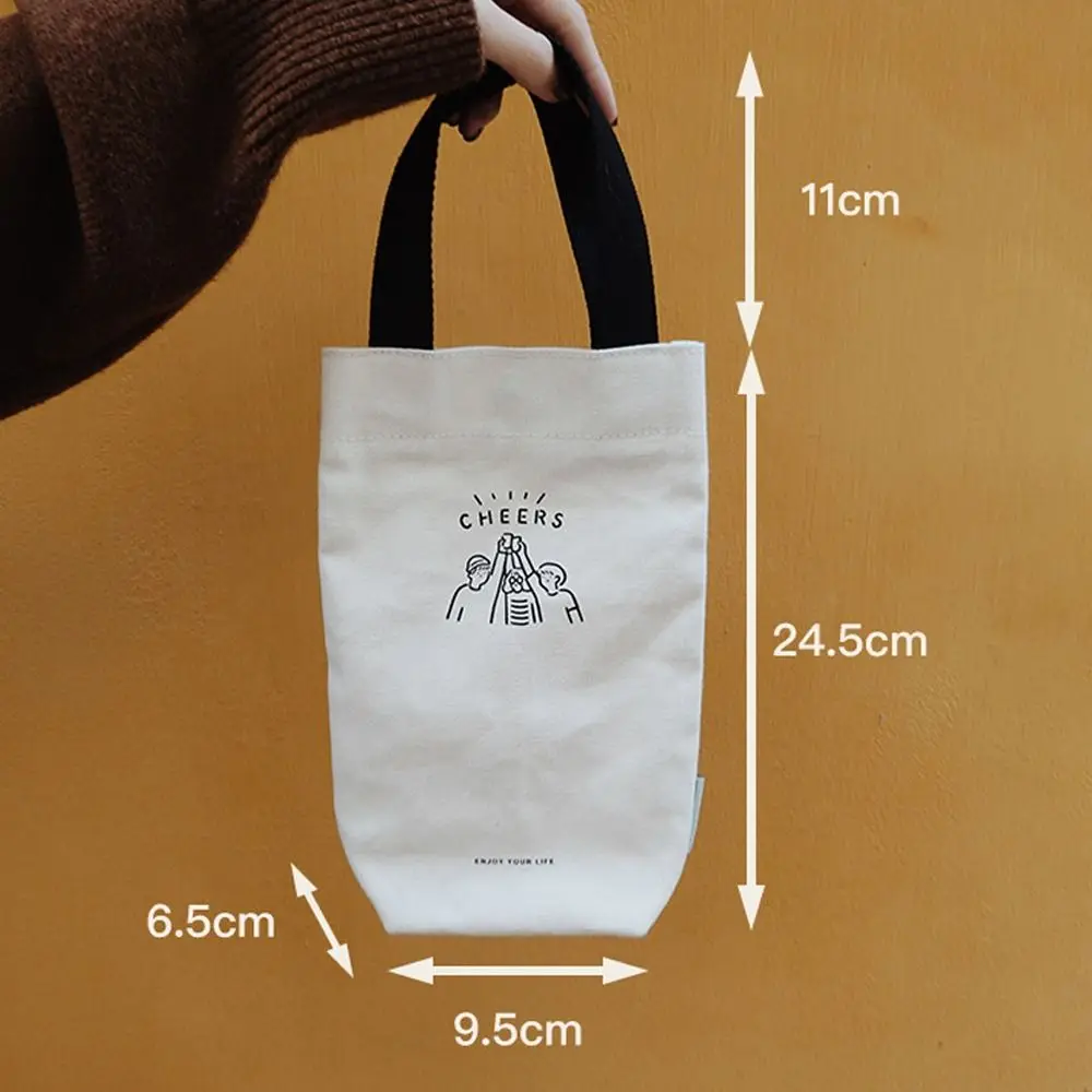 1PC Portable Milk Tea Tote Bag Canvas Eco-friendly Handbag Carrying Insulated Cup Cover Umbrella Bag Handheld Bag