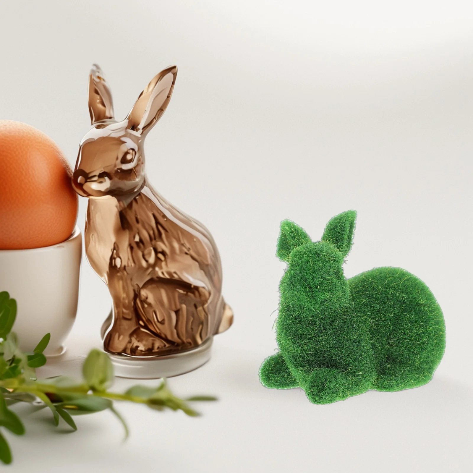 

Realistic Flocked Easter Bunny Decoration Rabbit Soft Texture Indoor Outdoor Home Tabletop Garden Ornament Craft Accessory