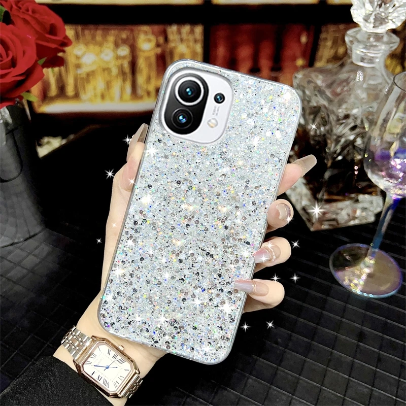 Mi11lite Luxury Glitter Silicone Case On For Xiaomi Mi 11 Lite 4g 5g 11t Mi11t Pro Shockproof Soft Back Cover Xiaomi11 Mi11 Lite