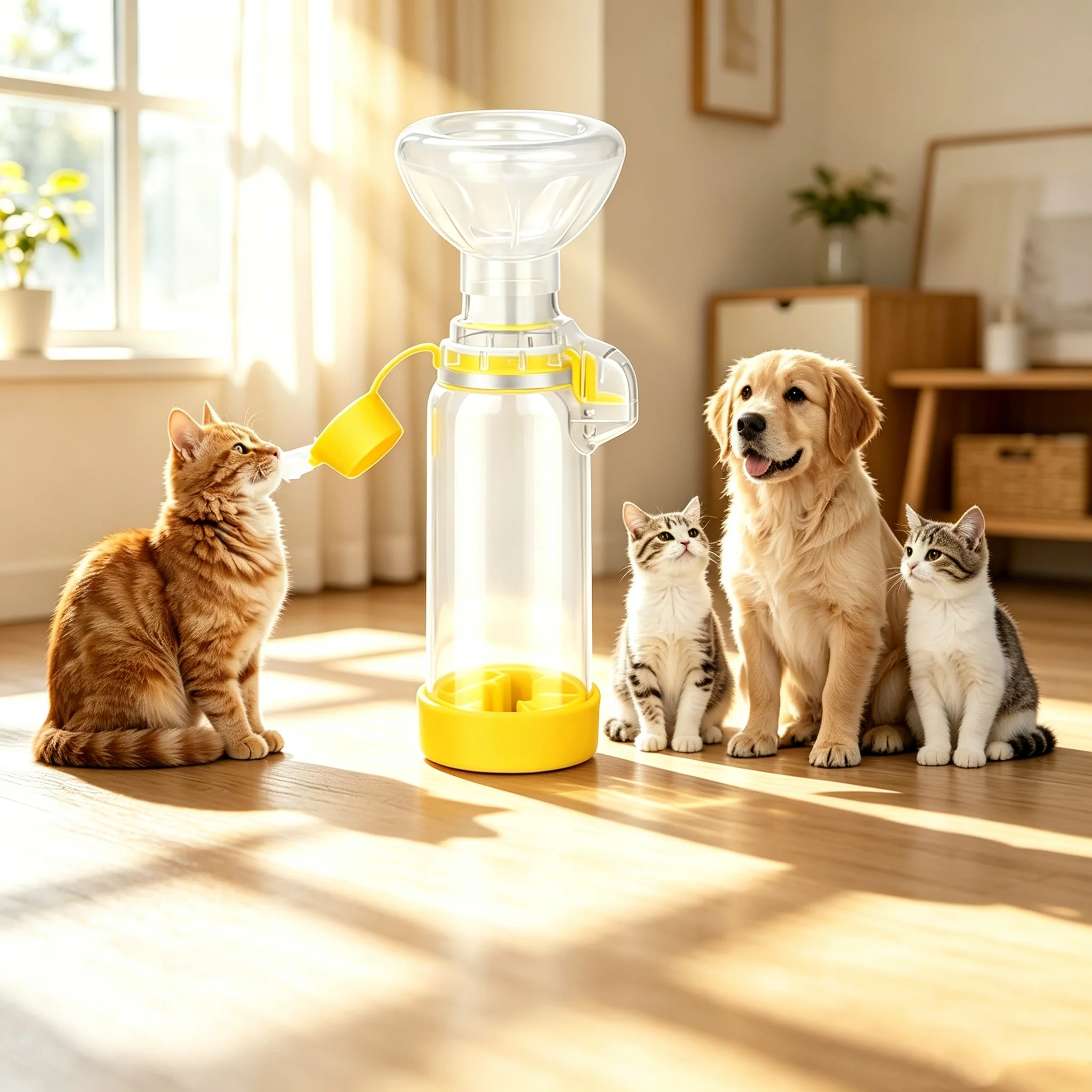 Pet Aerosol Inhaler Spacer Chamber with Soft Mask, Portable Cat Dog Respiratory Aid Inhaler Device, Universal Animal Breathing A