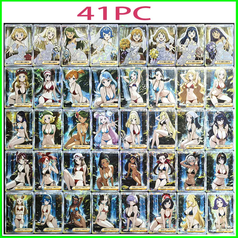 cartes-a-collectionner-pokemon-pour-garcons-jeu-de-societe-cadeau-d'anniversaire-bricolage-anime-lillie-deoxys-red-jirachi-cartes-brillantes-premium-41-pieces