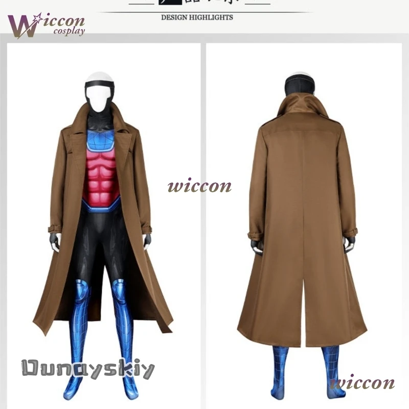 Disfraz de Cosplay de X-man Gambit Remy para Hombre, Traje de Batalla de Cuero, Chaleco Amanda Cos@Trench, Conjunto de Pantalones, Disfraces de Superhéroe para Halloween y Carnaval
