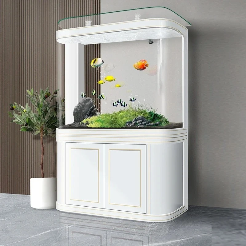 

New ecological goldfish tank living room floor glass light luxury household medium-sized intelligent bottom filter aquarium
