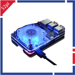 52Pi New! 5-Layer Acrylic Transparent ( Clear & Black ) / Black / Colorful Case with Cooling Fan for Raspberry Pi 4 B ICE TOWER