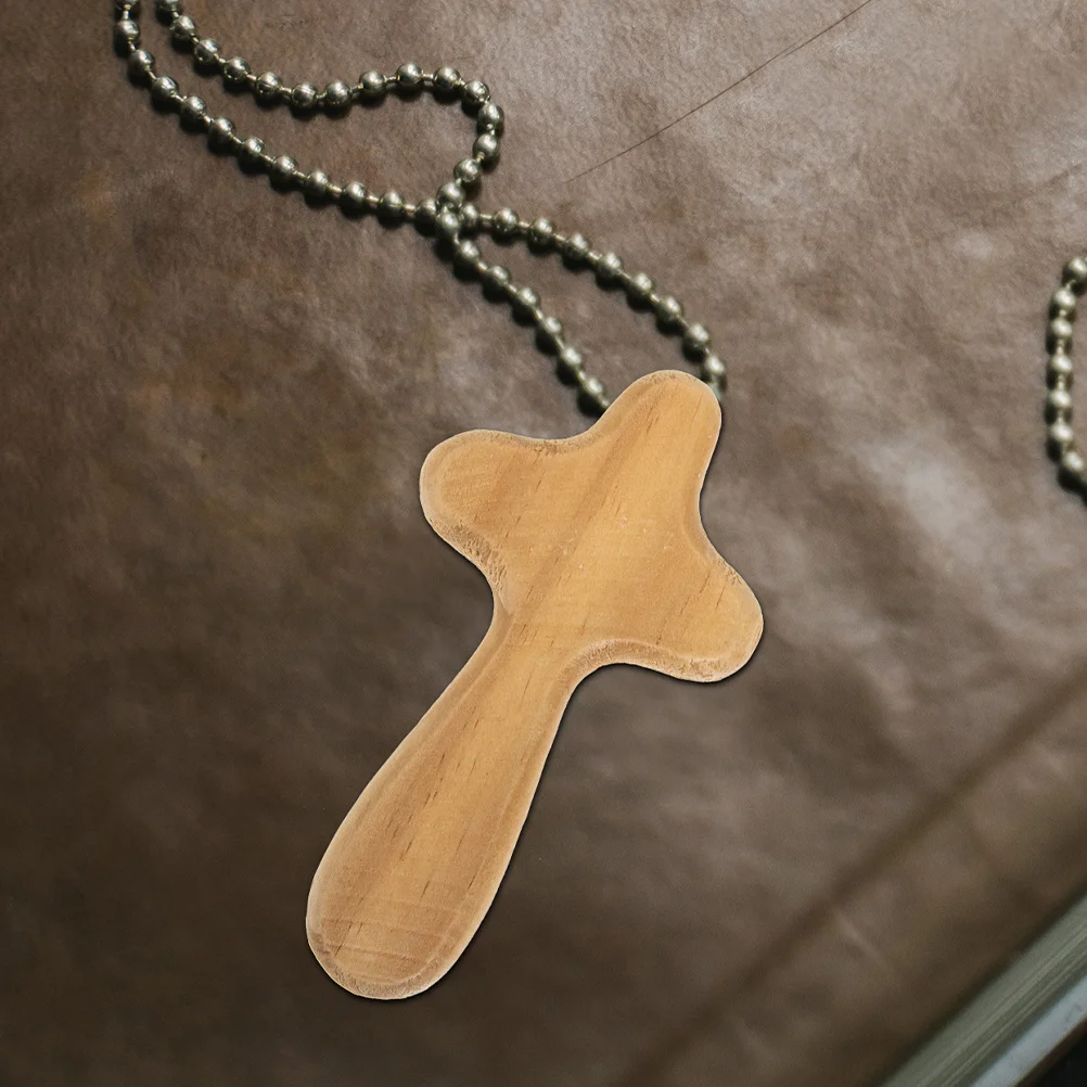 

3Pcs Wood Cross Handheld Pocket Religious Faith Symbols Compact Decor Ornament for Church Living Room Bedroom Catholic Gifts