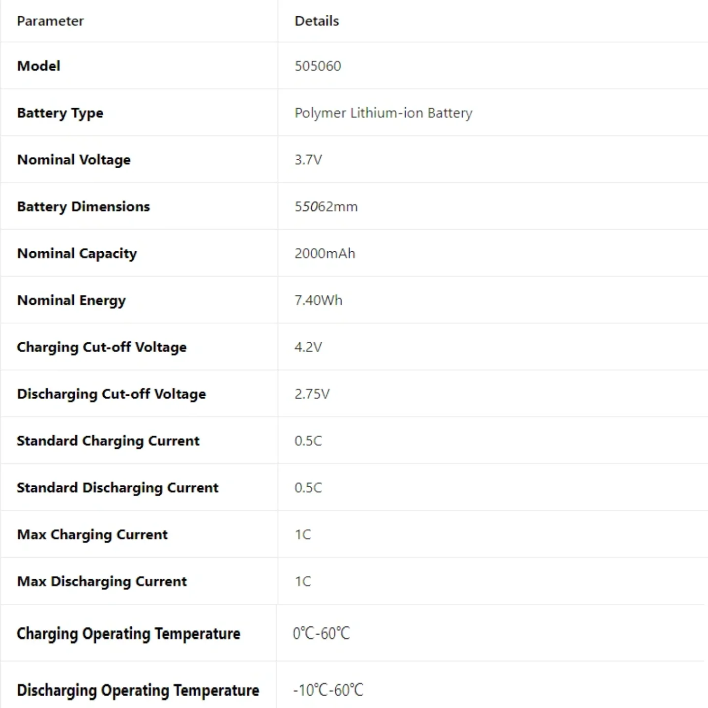 505060 3.7V 2000mAh Lithium Polymer Li-Po Rechargeable Battery For Interphone Bluetooth Speaker PDA POS GPS