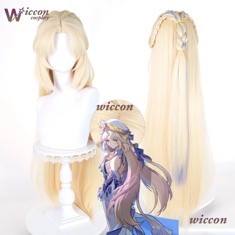

100cm Warm Golden Blue Mixed Wig Nicole Reeyn Cosplay Wig Heat Resistant Synthetic Wigs for Halloween Carnival Party Costume