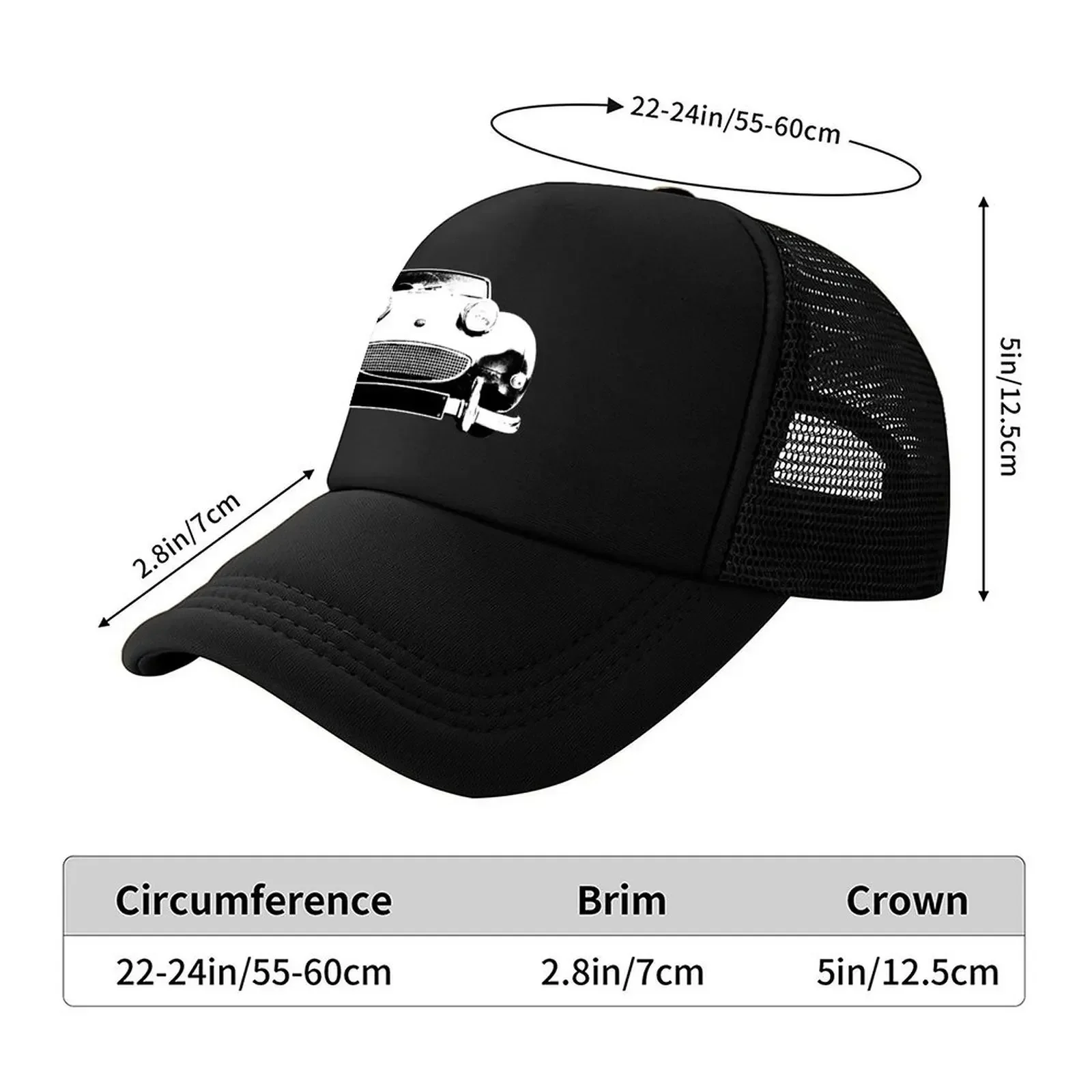 New Austin Healey Sprite British 1960s classic car monoblock black and white Baseball Cap funny hat Fishing cap Man Women's