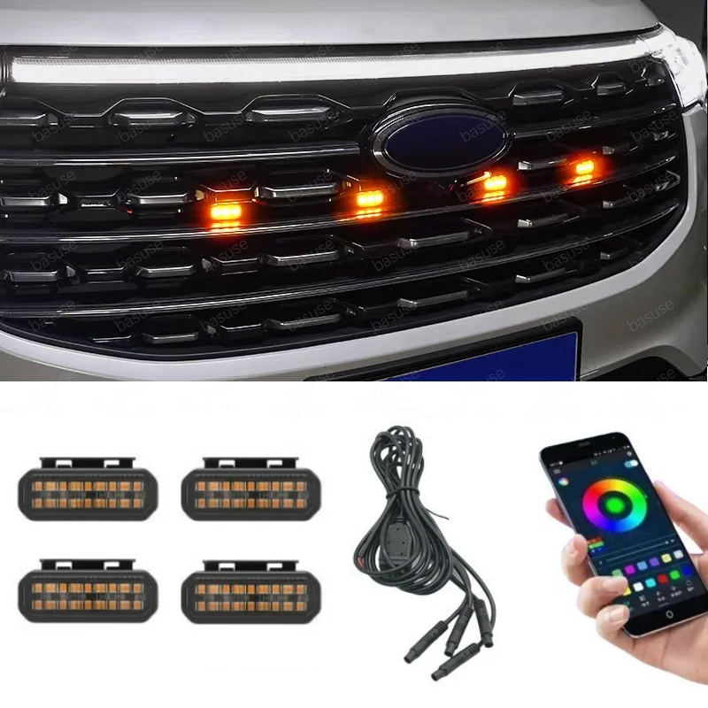 フォード・エクスプローラー用ledフロントグリルライト-‌-2024-2025年式車用デイタイムランニングライト-ホイールアイブロウランプ-12v