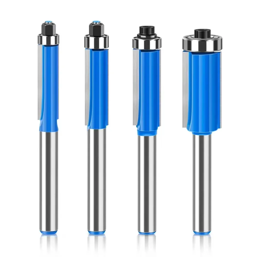 6mm 1/4 생크 블레이드 플러시 트림 라우터 비트 1개 (베어링 포함, 목재 템플릿 패턴용 카바이드 밀링 커터)