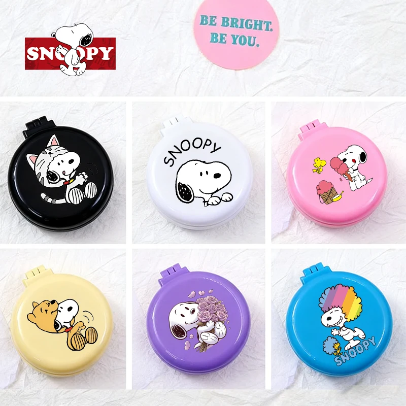 

Snoopys Women Folding Airbag Comb Girl Cute Little Combs Air Cushion Comb Mirror Integrated Portable Mini Massage Hairbrush Gift
