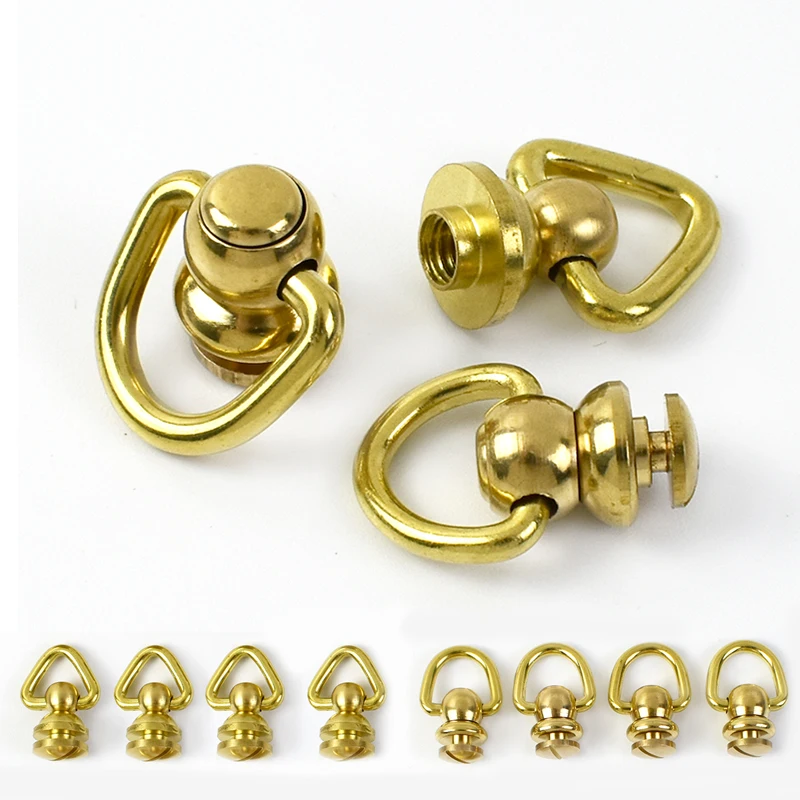 

5-20Pcs Solid Brass Screw Buckles Swivel D Ring Nail Clip Clasp Bag Strap Connector Hook KeyChain DIY Leather Craft Accessories