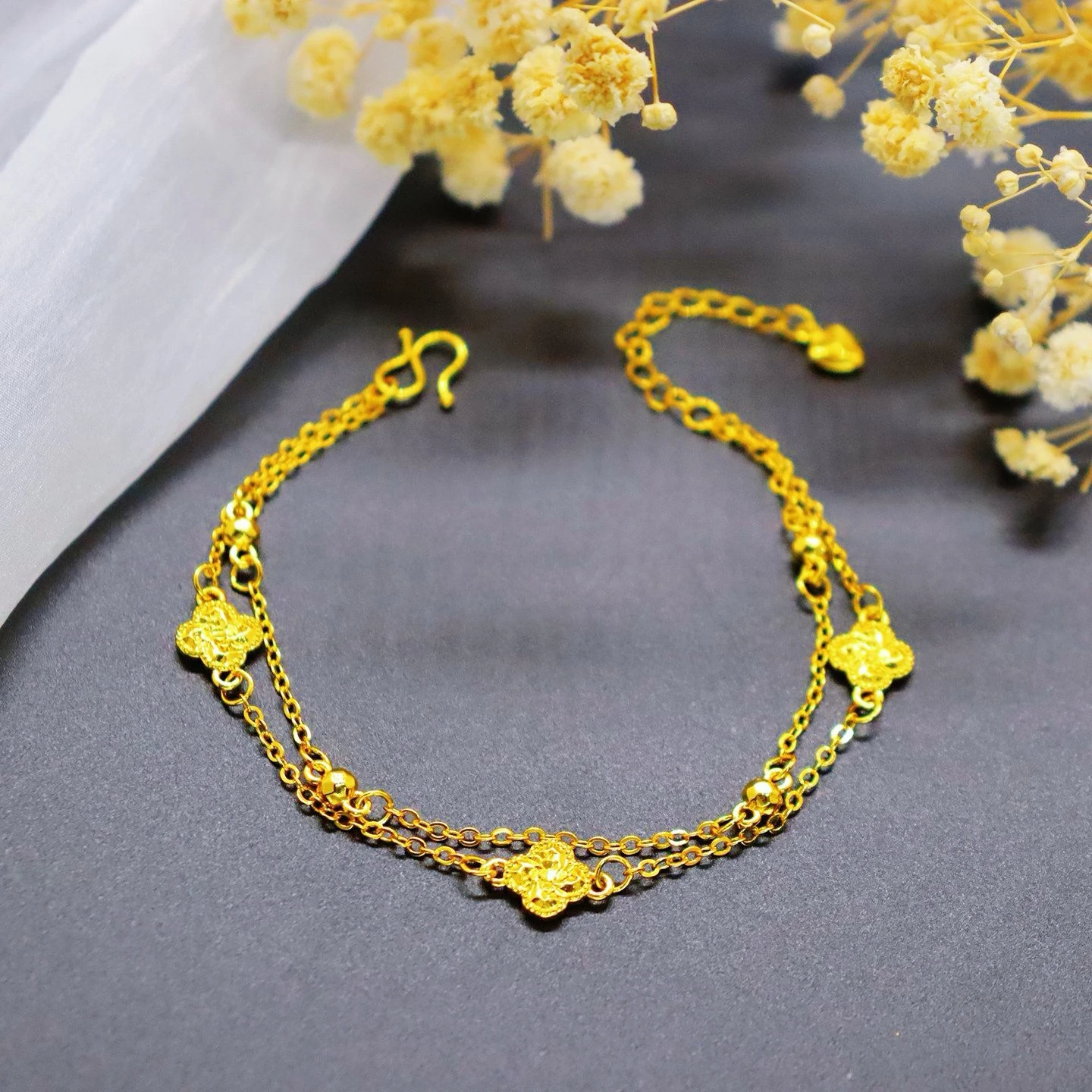 

Comfortable Wearing Light Luxury Double Layer Bracelet For Women 24K Gold AU999 | Fit wrist, skin-friendly and free