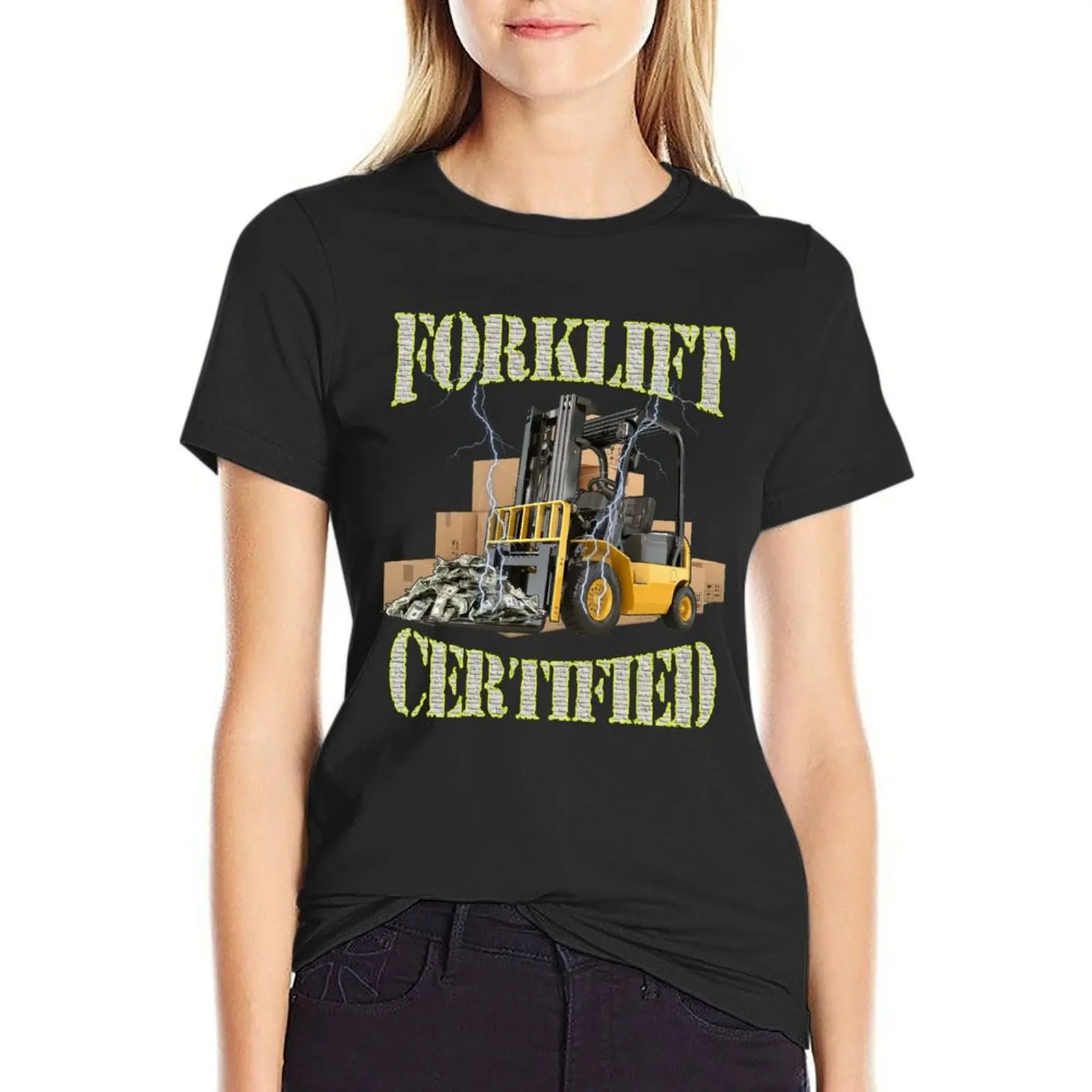 

Funny Forklift Operator Forklift Certified Retro T-Shirt oversized tees graphics Women t-shirts