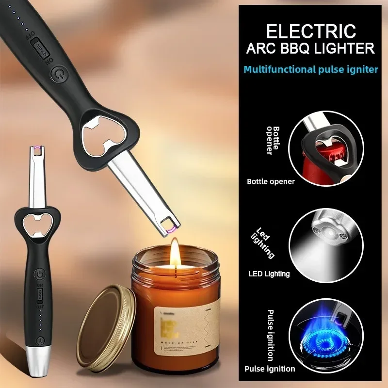 Newly upgraded USB charging pulse arc kitchen ignition gun, multifunctional beer flashlight, LED lighting, cigarette accessories