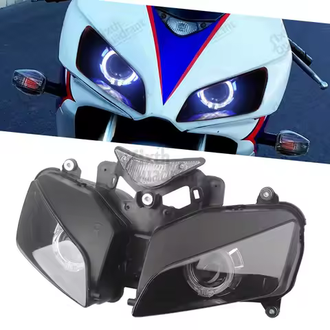 Motorcycle Accessories Matte Black LED Double Angel eyes Fully Assembled Headlight Fits For Honda CBR1000RR 2004 2005 2006 2007
