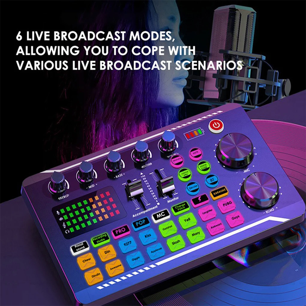 F998 Sound Card Microphone Live Broadcast Cards Computer PC Mixing Console Professional Studio Kit Accessories