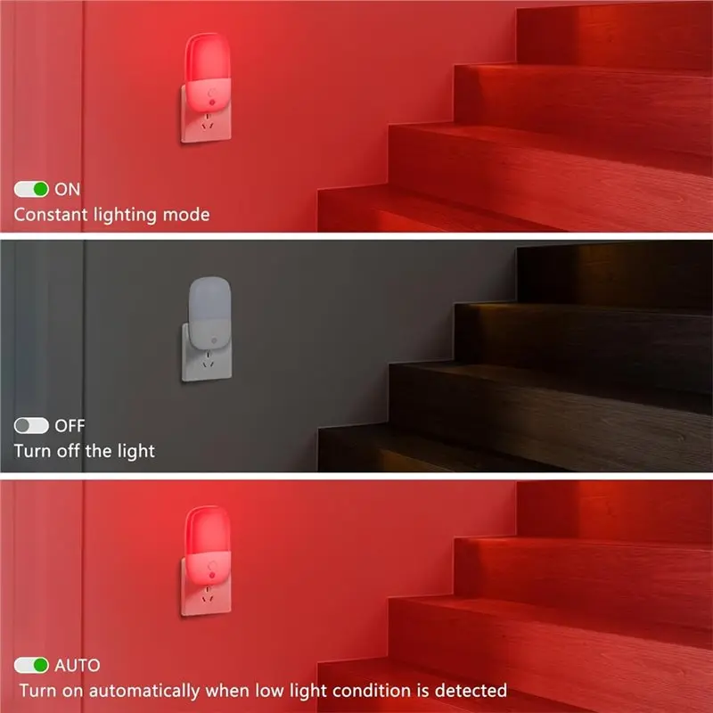 【Festival】670Nm Red Light LED Night Light For Sleep, 2 Pack Featuring Dusk-To-Dawn Sensor, Wall Mountable US Plug