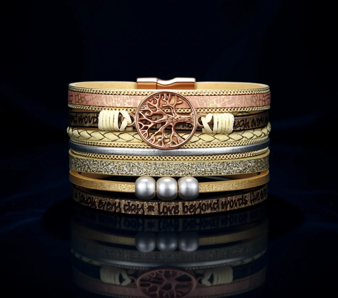 

Вдохновляющий кожаный браслет «Древо жизни» в подарок для мамы, дочери, женщин, подростков и девушек