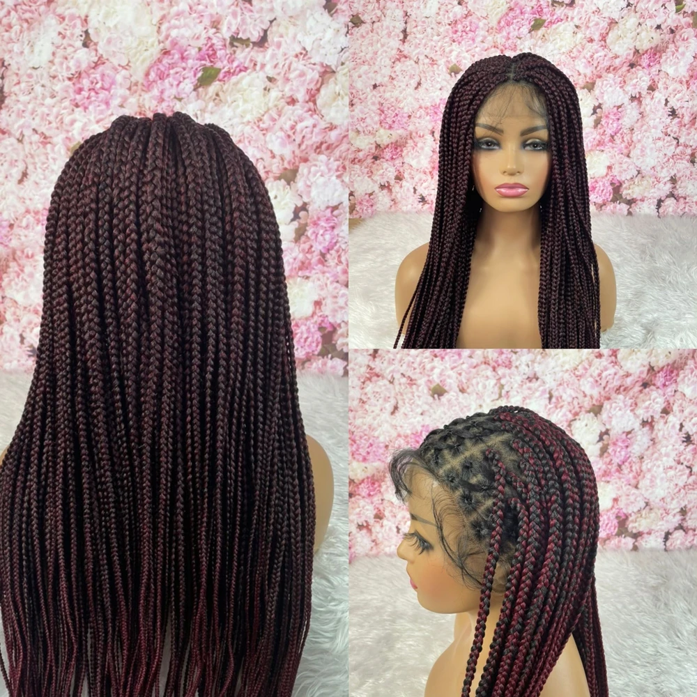 フルレース合成ウィッグ コーンロウブレイズ 36インチ 編み込みウィッグ ベビーヘア付き ブラック 99J ロングブレイズヘアウィッグ ブレイズウィッグ 女性用