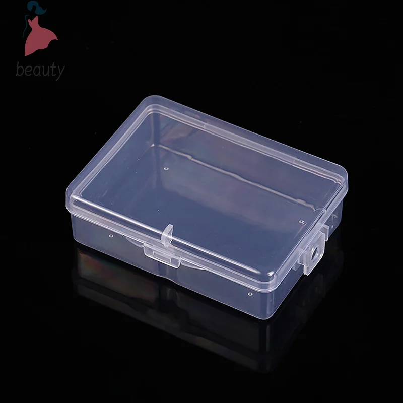 Piezas de Hardware de plástico transparente para cosméticos, estuche de almacenamiento de joyas, contenedor, caja de embalaje para pendientes, anillos, caja de soporte, 1PC