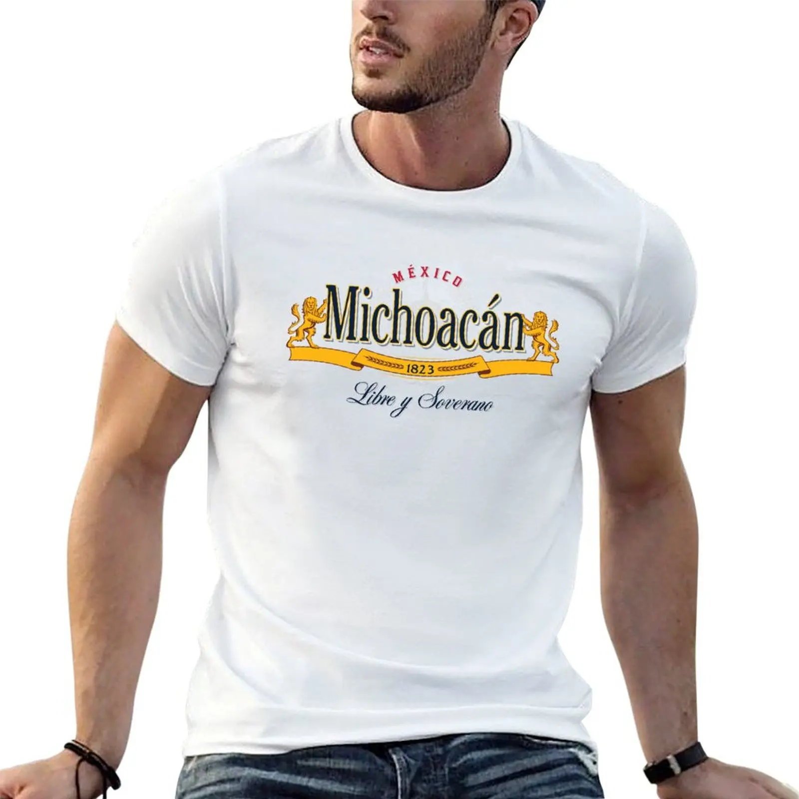 

Michoacán Mexico Beer Style 1823 Vintage Retro Distressed T-Shirt man t shirts cotton man tshirt T-Shirt