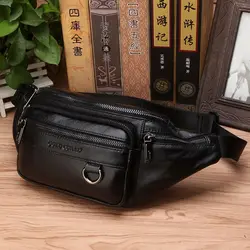 Real Cowhide Men Hip Fanny Belt Pack Pouch Single Shoulder Cross Body Bags Male Genuine Leather Bum Waist Chest Bags