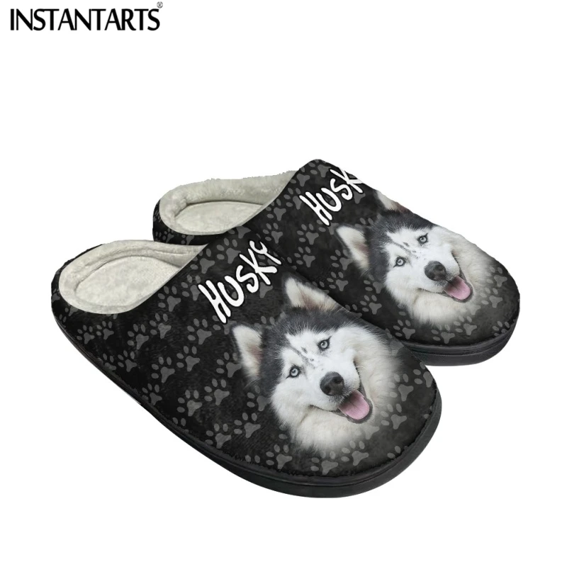 INSTANTARTS Husky 3D Print pantofole in cotone Unisex pet Lover scarpe basse da pavimento per interni pantofole da camera da letto in peluche di