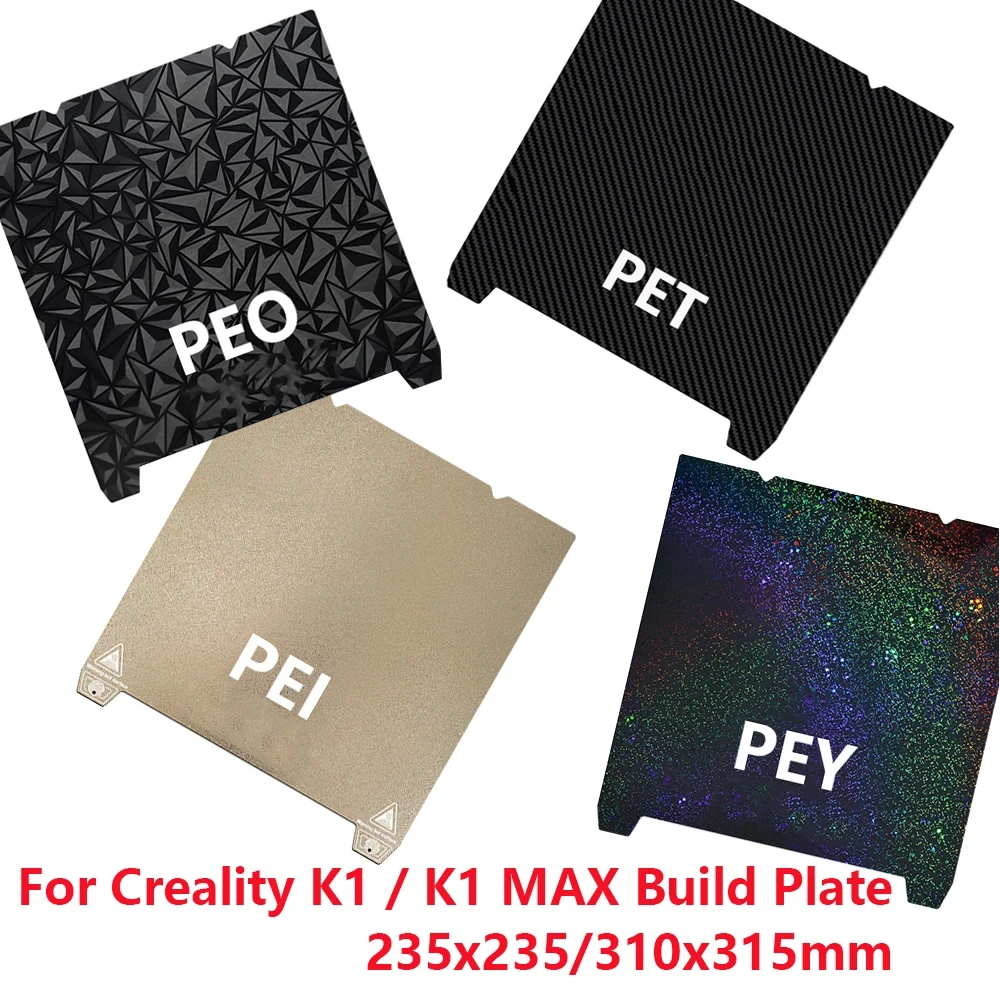 Für Creality K1 / K1 MAX Bauplatte 310X315mm PEI Bauplatte 235X235mm Für Ender 3 v3 se / Ender 3 S1 PRO / Ender-5 S1