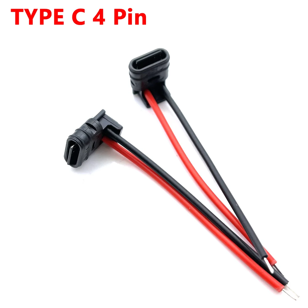 Cable de soldadura tipo C, Conector de interfaz de carga rápida, 1 piezas, 4 pines, resistente al agua, hembra, puerto USB C