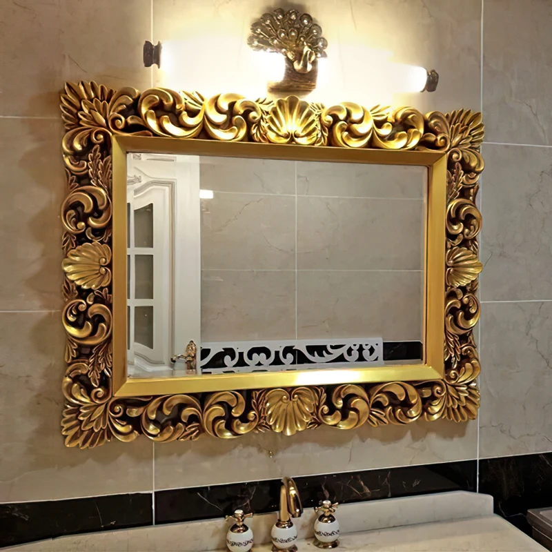 Mirrors Accessories Room Design Aesthetic Vintage Mirror Makeup golden Handle Modern Home Ornaments espejo neon Living Decor