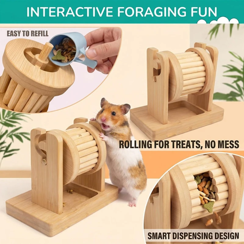 Wooden Hamster Foraging Toy Interactive Treat Puzzle Small Animal Enrichment Toy for Boredom Relief and Mental Stimulation view 3