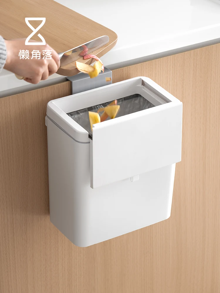

Large Capacity Kitchen Trash Can Wall-Mounted Lazy Corner Home Use with Lid Bathroom Garbage Bin No Bending over Required