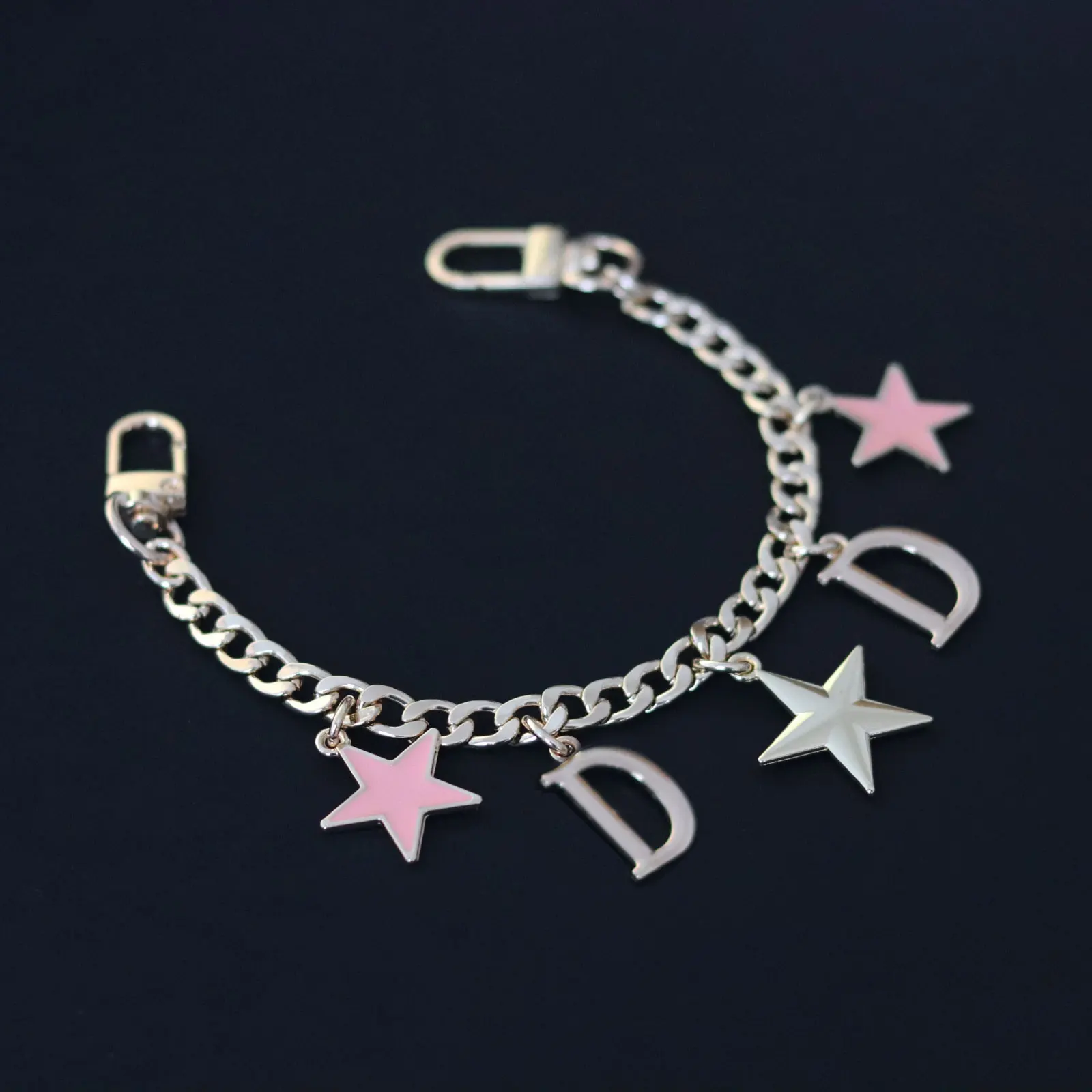 골든 시니 메탈 키체인 가방, 매력 장식 가방, 확장 체인 스타 D 글자 펜던트, 소녀 랍스터 걸쇠