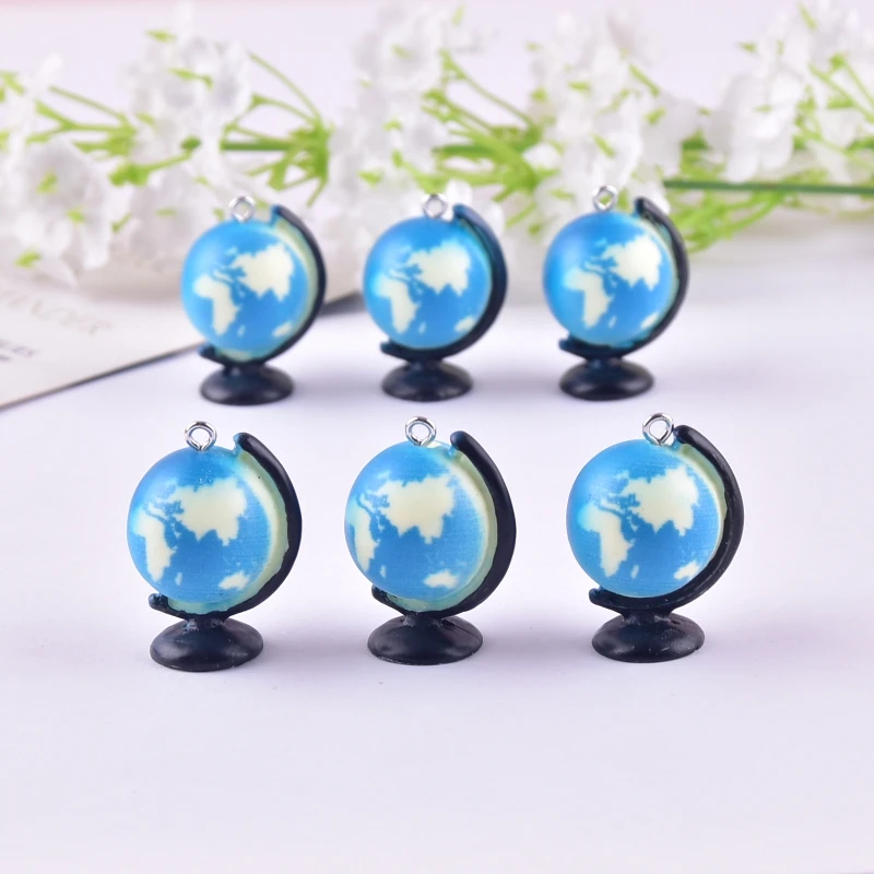 6pcs Earth Stereoscopic Globe Resin Charms for Earring Keychain DIY Decoration Fashion Jewelry Accessories