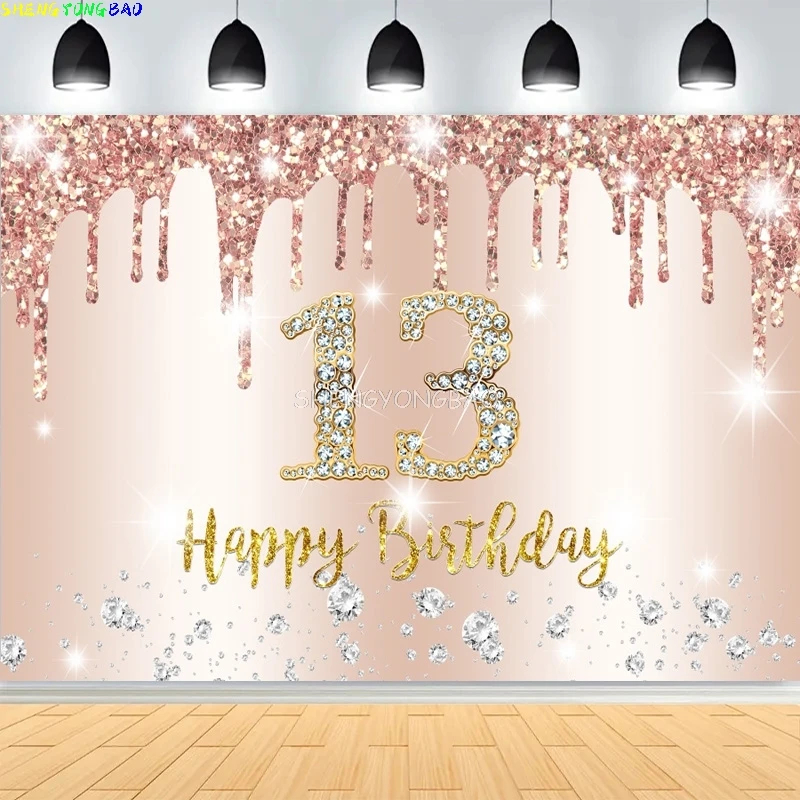 Or noir joyeux 13th anniversaire photographie décors ballon 13 ans juif garçon Bar Mitzvah Photo Studio fond DX-01