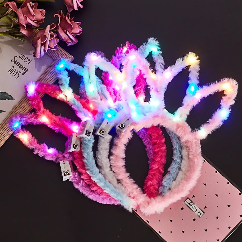 Luminous Rabbit Ears Christmas Hairband Women Girl Cute Lights Hair Clip Children\'s Festival Headwear Halloween Hair Accessories