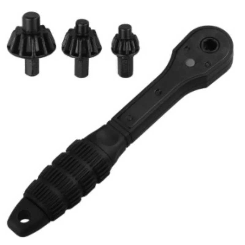 JUSTINLAU 2-in-1 Ratchet Quick Disassembly Three Claw Key Hand Drill Accessories Effortless Drill Chuck Key Wrench Manual Tools