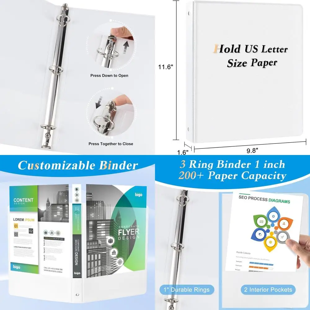 

24-Pack White 1-Inch Round Ring Binders with Capacity for Over 150 Sheets